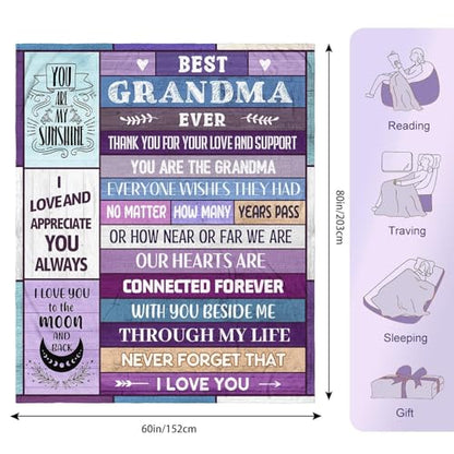 Grandma Blanket 60x80 Flannel Throw Gift for Grandmother from Grandkids Variation of THIS listing