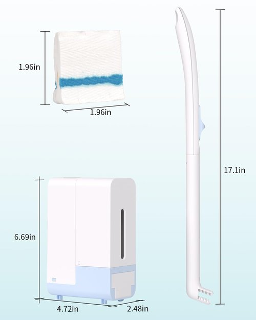 AIR U+ Disposable Toilet Brush Wand for Scrubbing Bubbles Flushable Refills, Wall Mount Toilet Cleaning System with 24 Count Refills + 1 Toilet Wand + 1 Automatic Visual Caddy