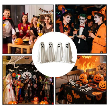 Halloween Ghost & Pumpkin Chair Covers Set - 4 Pieces, Festive Seat Wraps (Variation of Ghost)