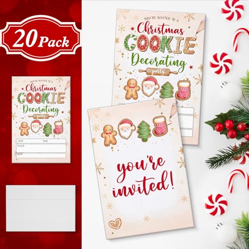 Christmas Party Invitations with Envelopes - Festive Holiday Card Set