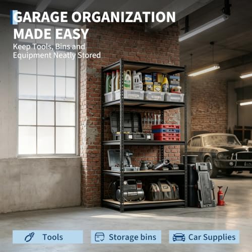 Heavy Duty 5-Tier Metal Storage Shelving Unit - Garage, Warehouse, Pantry