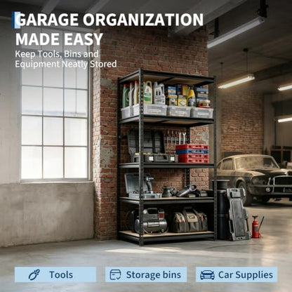 Heavy Duty 5-Tier Metal Storage Shelving Unit - Garage, Warehouse, Pantry