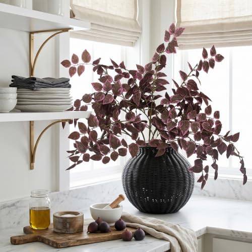 Burgundy Fall Artificial Eucalyptus Stems - 6 Pack, 35 Inch Faux Decor