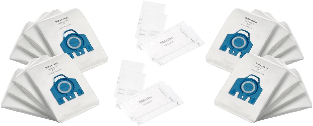 Miele Original Performance Pack Vacuum Cleaner Bags - 16 HEPA AirClean Bags for C2, C3, S8, S5, S2 Models