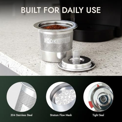 Reusable Stainless Steel K Cup Pods for Keurig Coffee Makers - 2 Pack