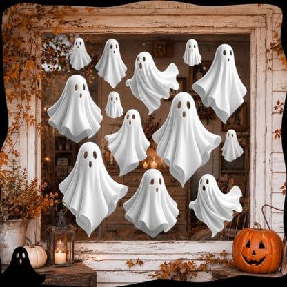 Halloween Ghost Window Clings 2 Sheets 3D Decals Indoor Decor