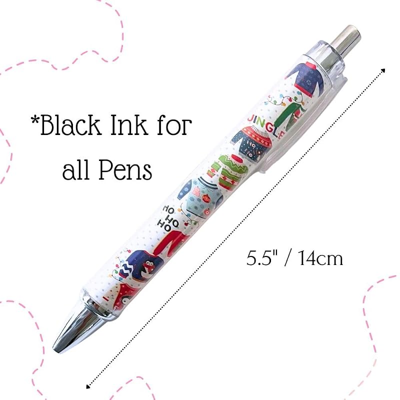 10pc Christmas Pens Set – Santa, Snowman, Gingerbread & More – Festive Office Stationery (Variation: Christmas)