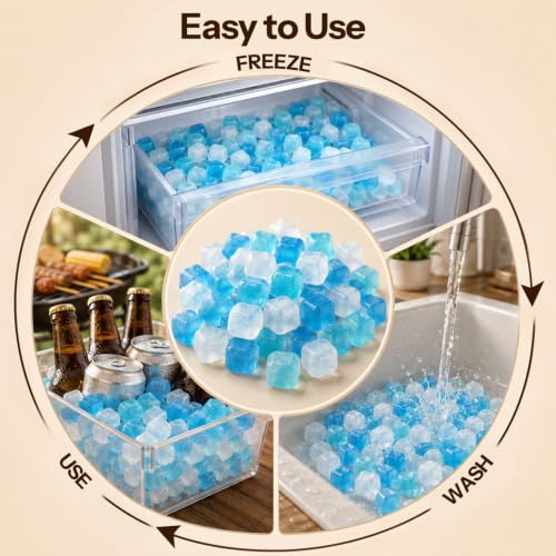 Blue Reusable Ice Cubes - 400 Pack, Fast Freezing, Non-Diluting Drink Chilling