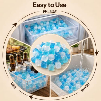Blue Reusable Ice Cubes - 400 Pack, Fast Freezing, Non-Diluting Drink Chilling