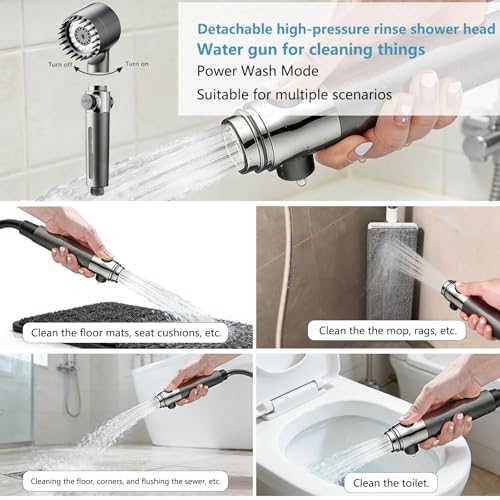 Filtered Handheld Shower Head with High Pressure & Gray Finish