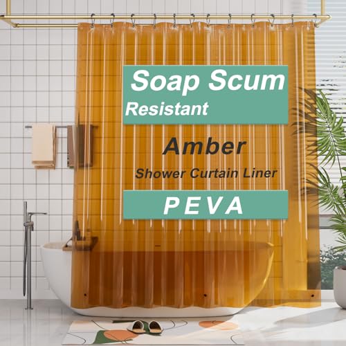 AmazerBath Long Shower Curtain Liner, 72x78 Plastic White Shower Curtain Liner, Cute Waterproof PEVA Shower Curtains, Lightweight Shower Curtains for Bathroom with Magnets and 12 Rustproof Grommets