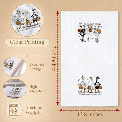 Halloween Kitchen Towels - Halloween Goose Decorative Cotton Hand Towels