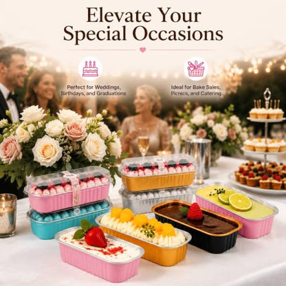 Mini Loaf Pan Set with Lids and Spoons - 100 Mixed Color Baking Molds