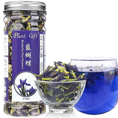 Plant Gift Dried Blue Butterfly Pea Flowers Tea, (Clitoria Ternatea) Edible Flowers, Dragon Pea Flower, Butterflies Tea Recipes Food Coloring 40G/1.41oz