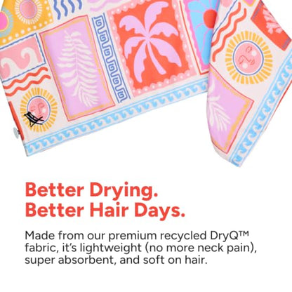 Turban Hair Towel for Home & Beach Sun Daze - Super Absorbent, Quick Dry, One Size