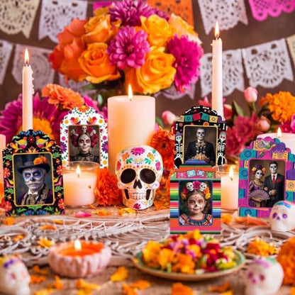 Dia De Los Muertos Sugar Skull Photo Frame Set - 50 Pack for Altar Decor