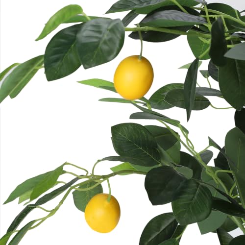 Artificial Lemon Tree with Pot - 4ft Indoor Outdoor Decor, Realistic Design