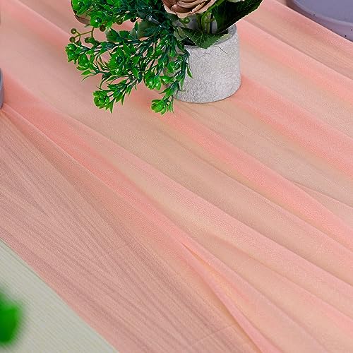 14ft Peach Chiffon Table Runner Set of 12 - Wedding & Event Decor