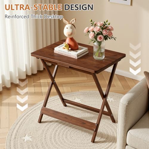 VECELO Brown 2-Pack Folding Wood TV Trays - Modern Portable Snack Tables