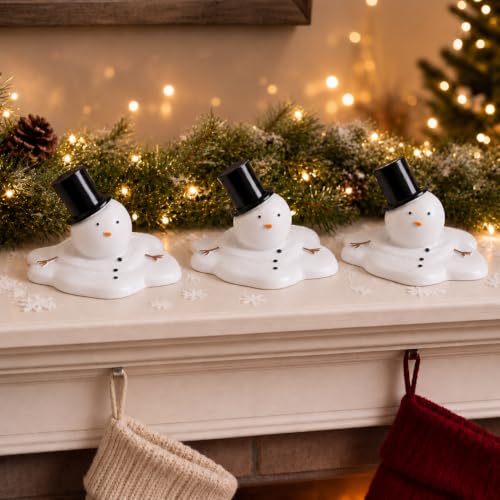 Christmas Melting Snowman Decorations Set - Winter Holiday Tabletop Figurines