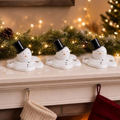 Christmas Melting Snowman Decorations Set - Winter Holiday Tabletop Figurines