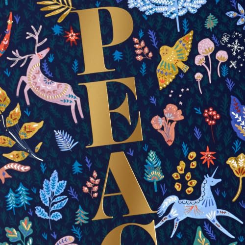 Holiday Boxed Cards with Envelopes - 16 Pack, Modern Folk Art, Peace Design