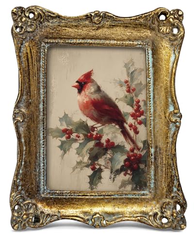 Vintage Gold Small Picture Frame Wall Art 3x4 Inch with Artwork