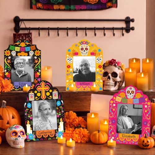 36Pcs Día de los Muertos Paper Photo Frames Decorations Set