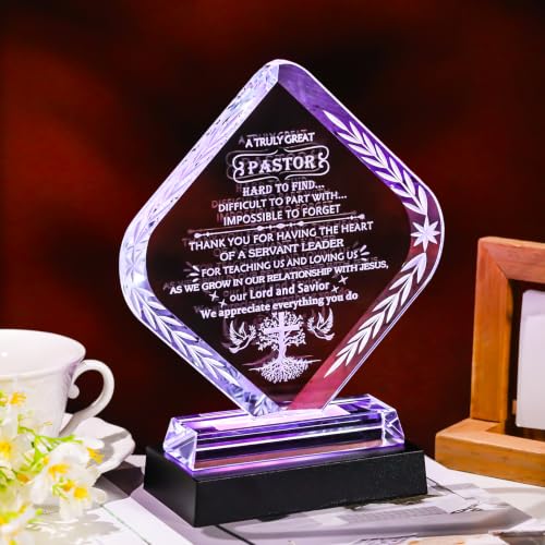 Pastor Appreciation Gift with Light Base - Heartfelt Tribute for Men Variation of Pastor Gifts 1 + Led Base