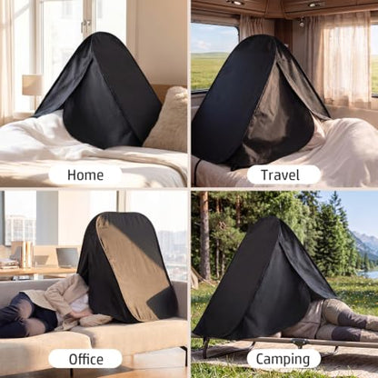 Portable Blackout Bed Tent for Sleep - Light Blocking Head Cover - Waterproof & Foldable