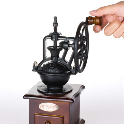 MOON-1 Manual Coffee Grinder Antique Cast Iron Hand Crank Coffee Mill With Grind Settings & Catch Drawer ，120 x 120 x 260mm..