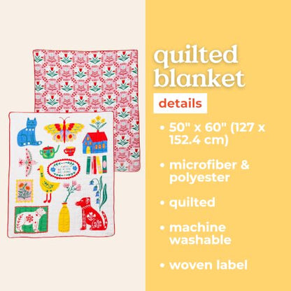 Scandinavian-Inspired Quilted Throw Blanket - Reversible Lightweight Cotton Blend
