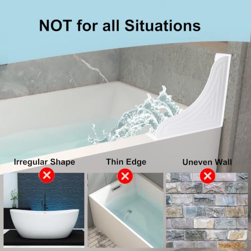 Shower Splash Guard for Bathtub - White Silicone Corner Water Barrier