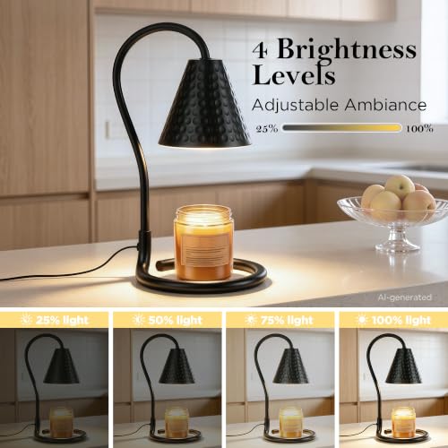 Candle Warmer Lamp Set - Black & White Iron Wax Melters with Timer & Dimmer