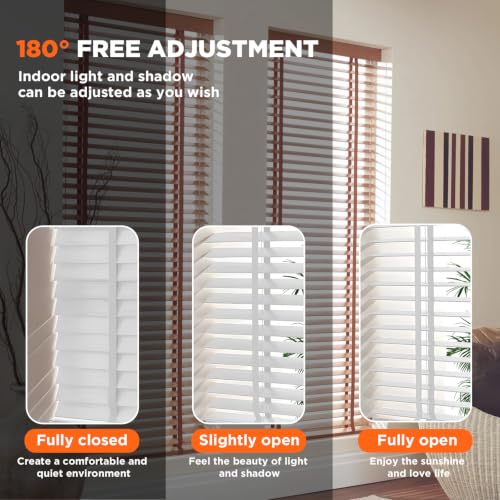 Natural Wood Blinds 2 Inch Slats for Indoor Windows - Cordless Shades