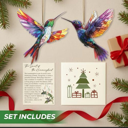 Hummingbird Christmas Ornament with Meaning Card - Inspirational Bird Decor for Women, Mom, Grandma, Bird Lovers, Holiday Tree Hanging Decoration - Variation: Hummingbird