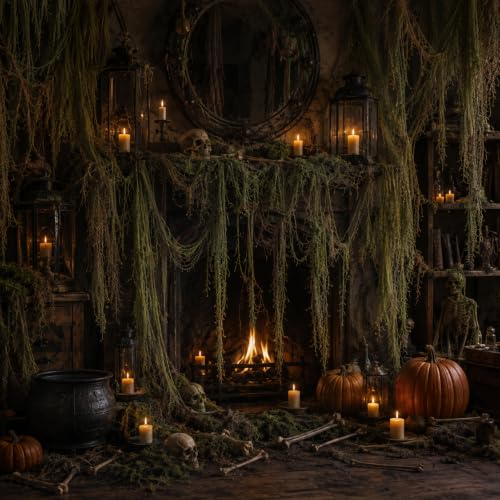 Halloween Swamp Decoration Set with Creepy Cloth Succulents and Moss