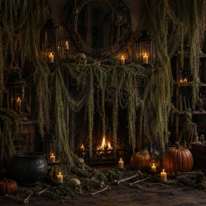 Halloween Swamp Decoration Set with Creepy Cloth Succulents and Moss