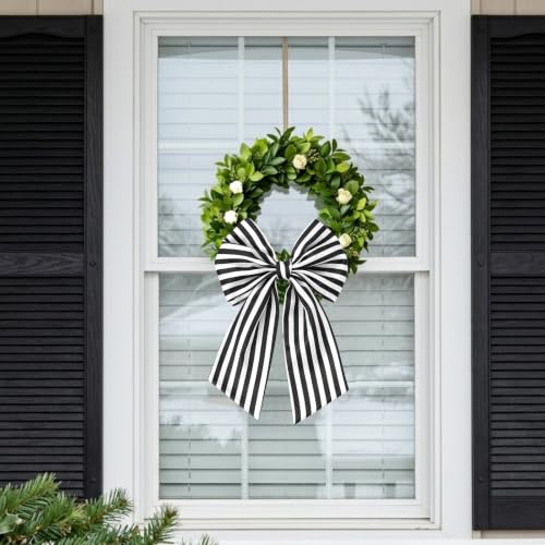 4-Pack Black and White Striped Wreath Sashes for Front Door Decor