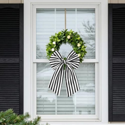 4-Pack Black and White Striped Wreath Sashes for Front Door Decor