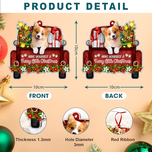 Corgi Dog Ornament for Christmas Tree - Red Truck Aluminum Decor - Corgi 2