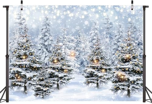 Winter Forest Photography Backdrop 7x5FT Snowy Scene Holiday Party Decoration