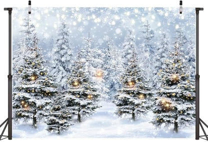 Winter Forest Photography Backdrop 7x5FT Snowy Scene Holiday Party Decoration