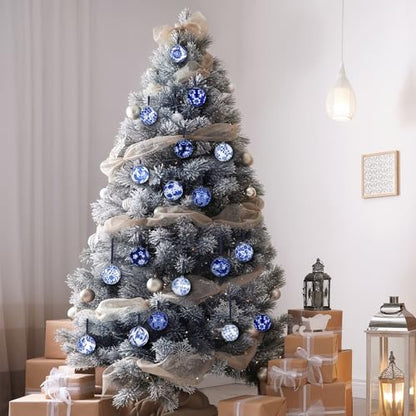 Christmas Porcelain Balls 8 Pcs Bulk Chinoiserie Ornament - Stylish Style