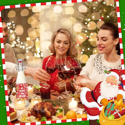 6 Pack Christmas Red Glass Coquito Bottles with Swing Top Cap & Labels