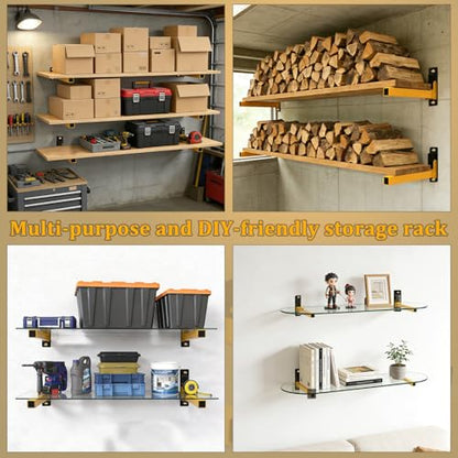 Heavy Duty Wall Mount Lumber Storage Rack with Adjustable Shelves - 8