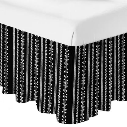 King Size Bed Skirt 16 Inch Drop Elastic Dust Ruffle Black Wrap Around Rustic Floral