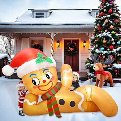 10FT LED Lighted Christmas Inflatable Gingerbread Man for Yard Roof Garden