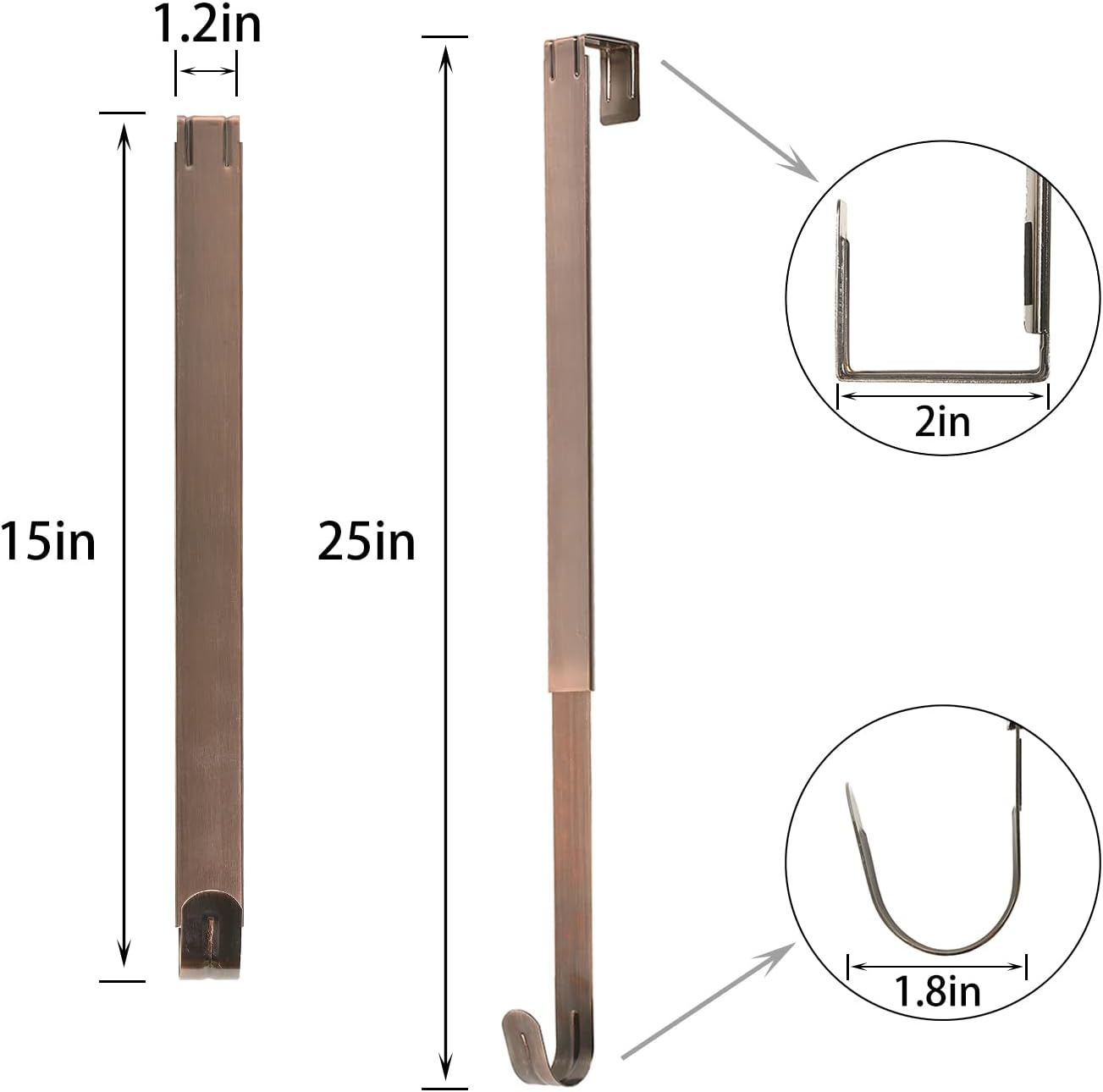 Sattiyrch Adjustable Wreath Hanger - Over The Door Hook 15-25 Inch, Supports 20 lbs, Brushed Copper