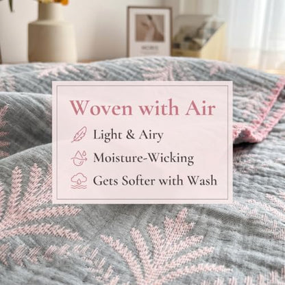 All-Season 4-Layer Cotton Muslin Quilt Blanket - Breathable & Soft
